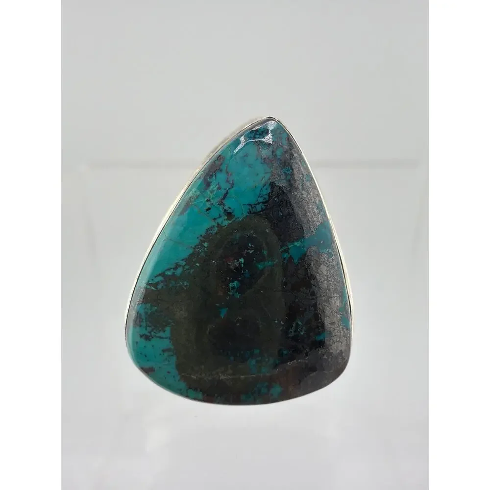 Sterling Silver Triangular Azurite Cabochon Ring Size 8.5